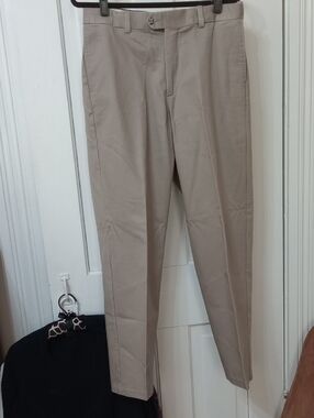 ALAN FLUSSER Casual Cotton Flat Front Khakis